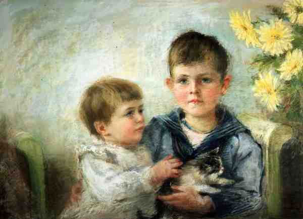 A Boy and Girl with a Kitten (Мальчик и девочка с котёнком), 1889