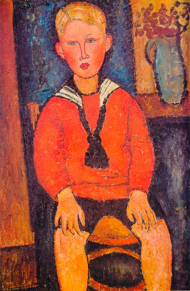 The red boy / Young boy with a flower pot (Мальчик в красном / Мальчик с цветочным горшком), 1916-1917