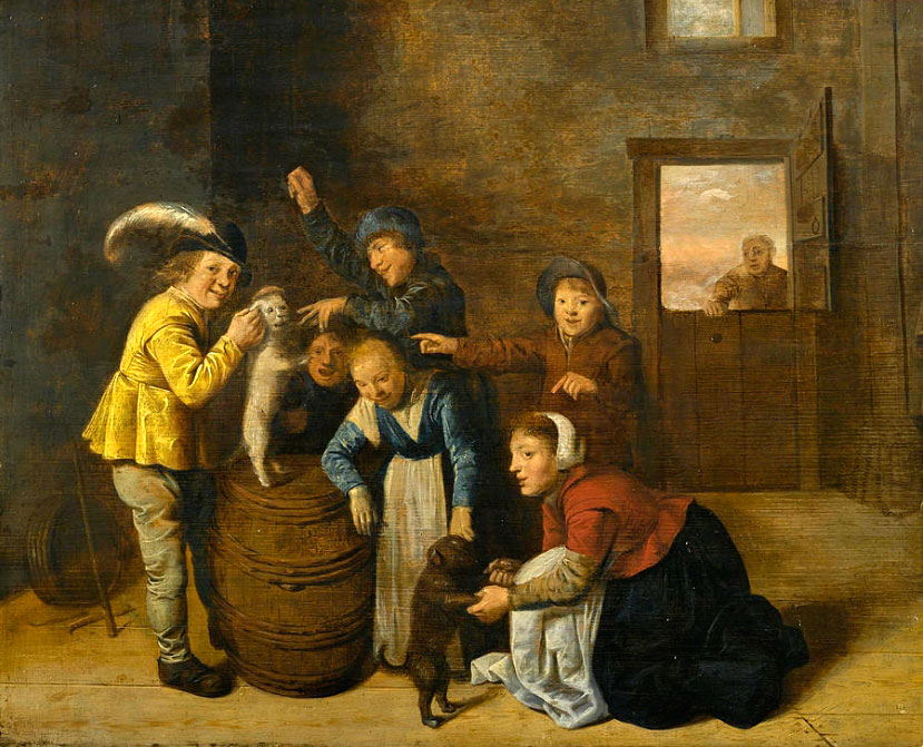 Children playing with dogs in an interior (Дети, играющие с собаками в интерьере)