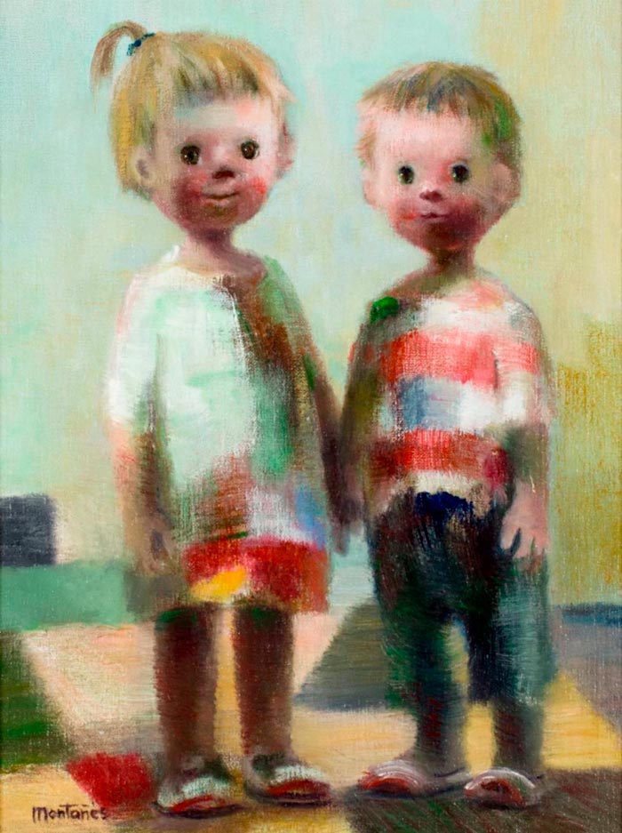 Boy and Girl with checkered clothes (Мальчик и девочка в клетчатой ​​одежде), c.1988