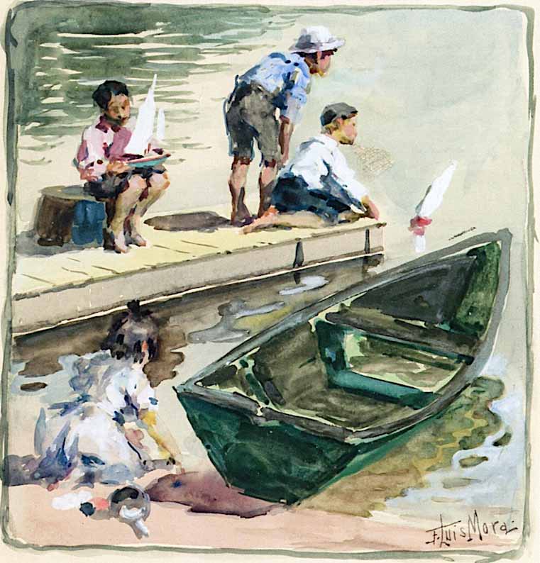 Children with Pond Boats (Дети, запускающие кораблики в пруду)