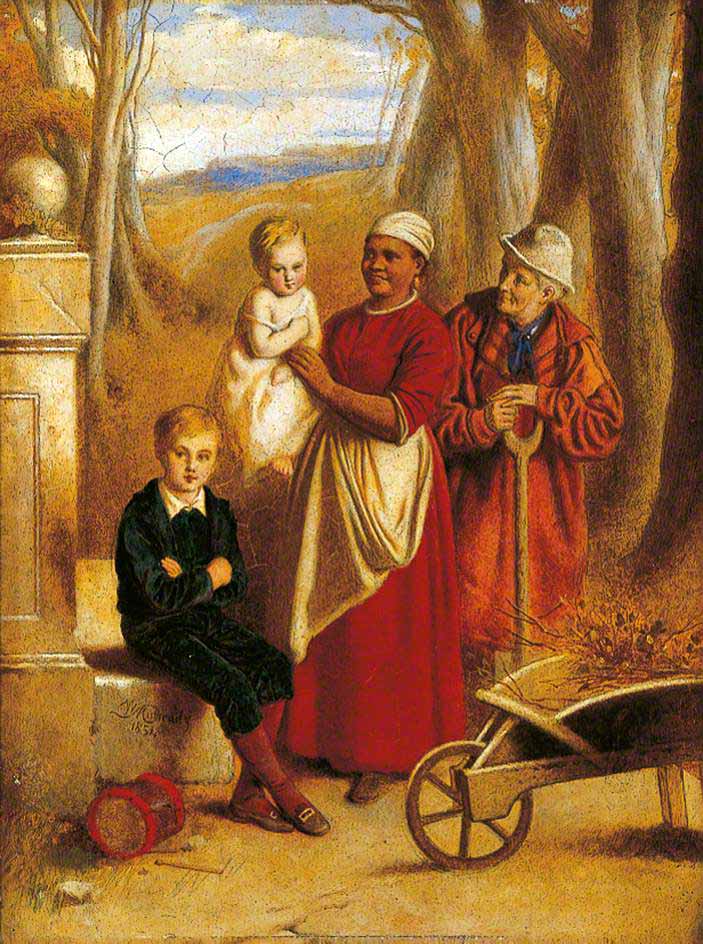 Two Children, a Nurse and an Old Man (Двое детей, няня и старик), 1854