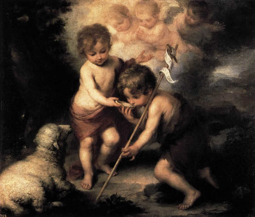 Infant Christ Offerin a Drink of Water to St John (Юный христос, поящий водой Св.Иоанна Крестителя), c.1675-1680