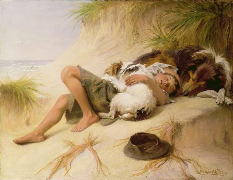 Young Boy Asleep with Dogs or Best of friends (Мальчик, спящий с собаками или Лучшие друзья, 1905