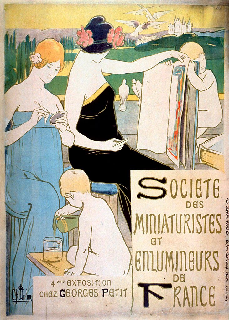 La Société des miniaturistes et enlumineurs de France (Общество миниатюристов и иллюминаторов Франции), c.1896 poster/плакат