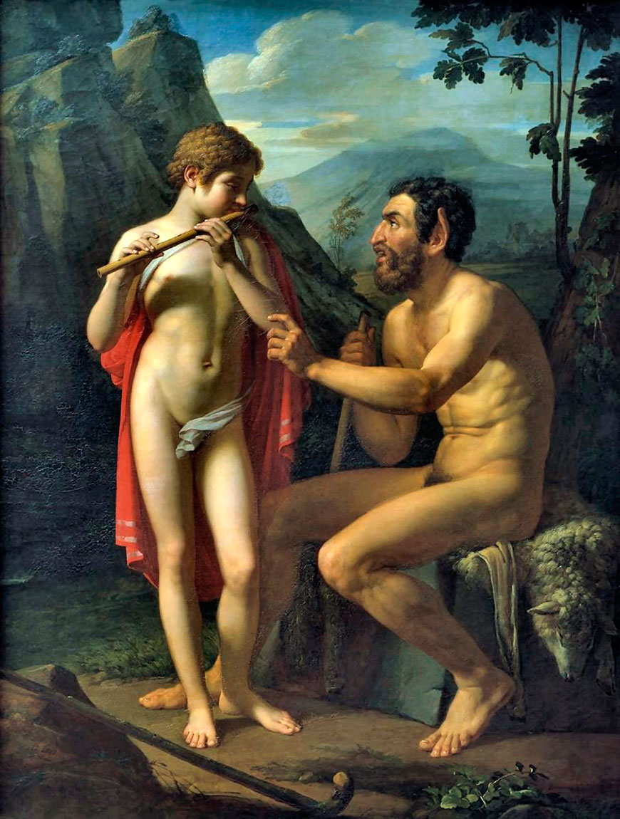 Фaвн Mapcий yчит Oлимпия игpaть нa cвиpeли (Faun Marsyas teaches Olympius play pipe) 1821