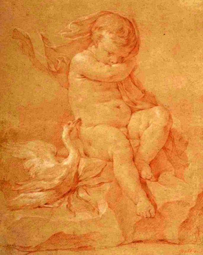 Un putto assis à côté d'un cygne (Путто, сидящий рядом с лебедем)