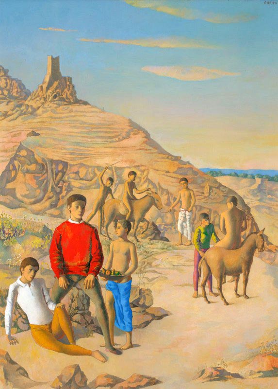 Boy in red jacket in landscape (Мальчик в красной рубашке в пейзаже), 1982