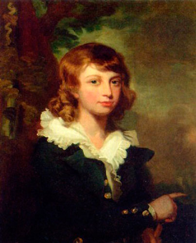 Portrait of a young boy in a blue coat and white shirt, in a landscape (Портрет мальчика в синем камзоле и белой рубашке, в пейзаже)