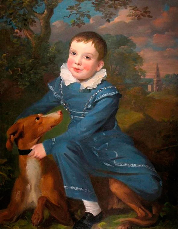 Portrait of a boy with his dog in a landscape (Портрет мальчика с собакой, в пейзаже)