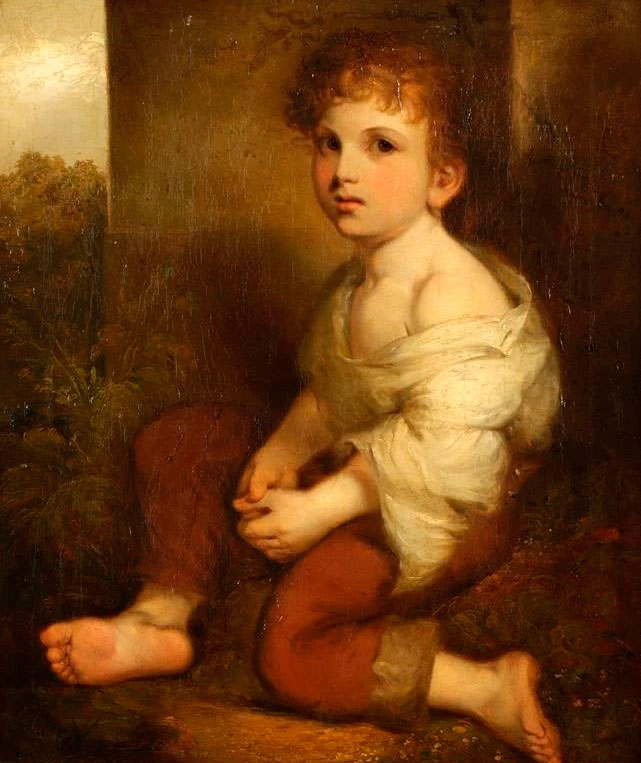 Study of a young peasant boy seated outside a house (Эскиз крестьянского мальчика, сидящего снаружи дома)