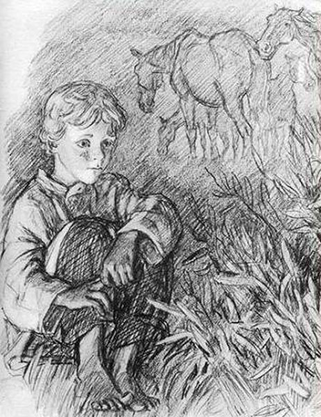 иллюстрации к книге И.С.Тургенева 'Бежин луг' (illustration from 'Bezhin Meadow' by I.Turgenev), 1959