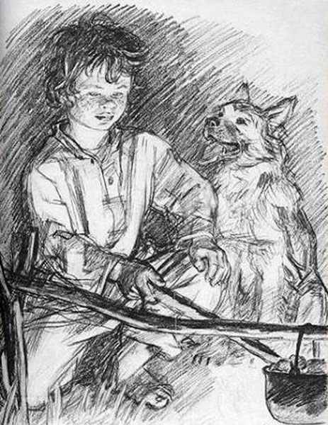 иллюстрации к книге И.С.Тургенева 'Бежин луг' (illustration from 'Bezhin Meadow' by I.Turgenev), 1959