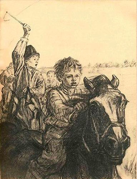 иллюстрации к книге И.С.Тургенева 'Бежин луг' (illustration from 'Bezhin Meadow' by I.Turgenev), 1959