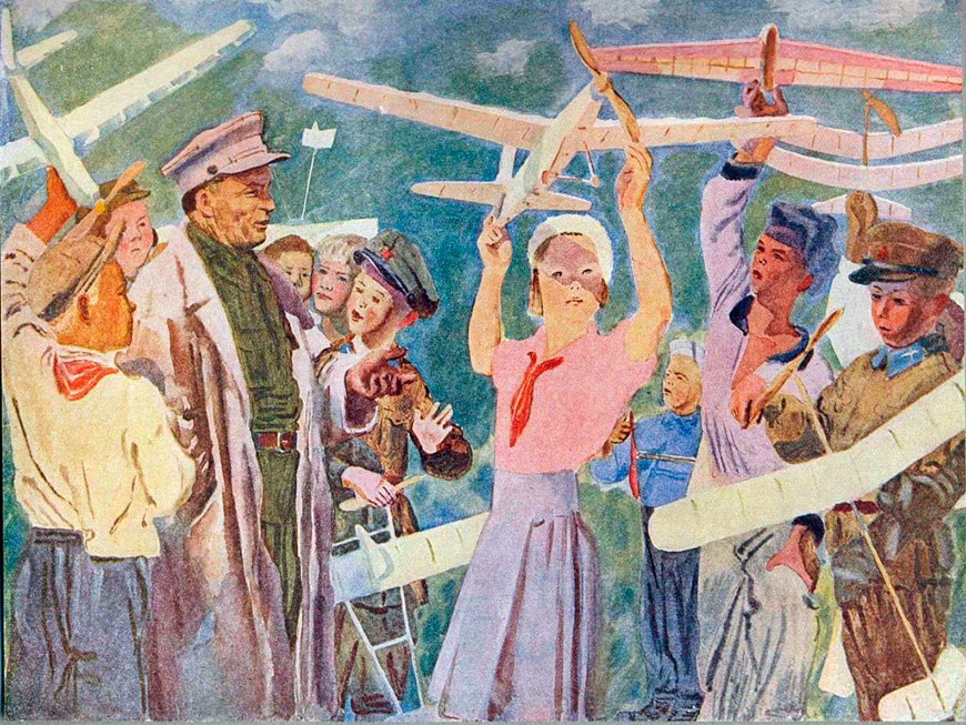 С.М. Киров среди авиамоделистов (S.M. Kirov among aviamodel airplane builders), 1936