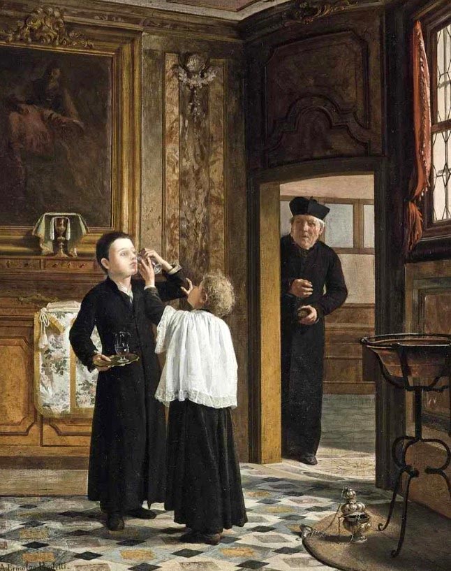 Stealing a sip of the communion wine (Кража глотка вина причастия), 1878