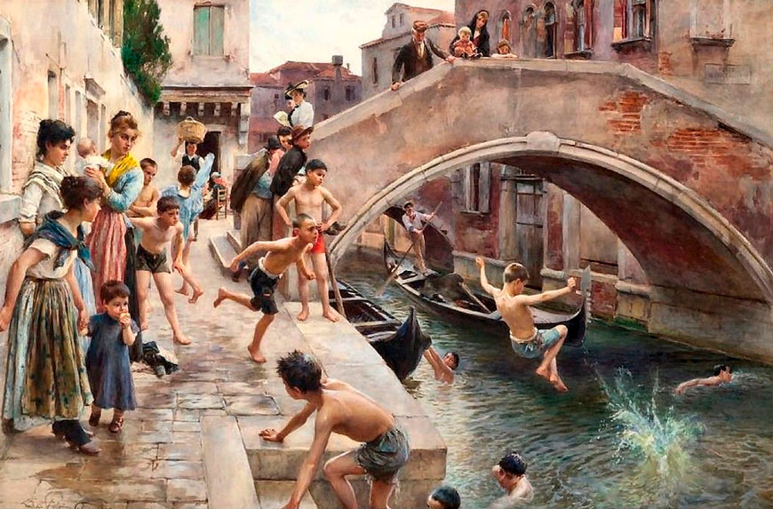 Children Leaping into a Venetian Canal (Дети, прыгающие в Венецианский канал), 1893