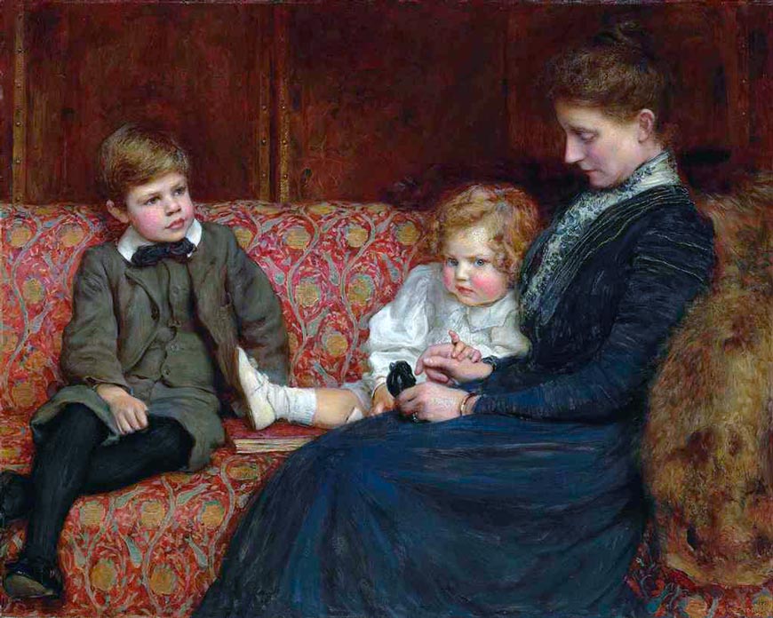 Portrait of Mrs Evelyn Mary Agnew, neé Naylor, wife of (Charles) Morland Agnew, with two of their children (Портрет миссис Эвелин Мэри Эгнью, урожденной Нейлор, жены (Чарльза) Морланда Эгнью, с двумя своими детьми), 1901