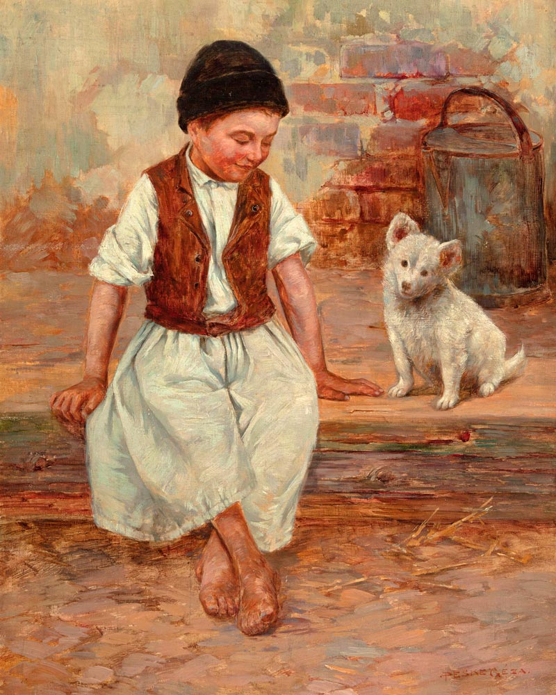 Young Boy with Puppy (Мальчик с щенком)