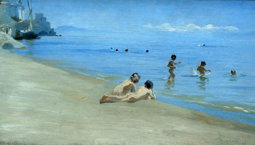 The beach at Amalfi. Boys bathing (Пляж в Амалфи. Купающиеся мальчишки), 1890