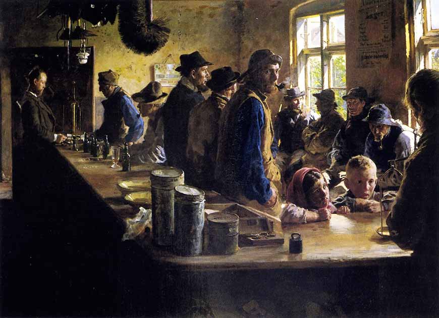 I købmandens bod, når der ikke fiskes (В кабаке, когда нет рыбалки), 1882