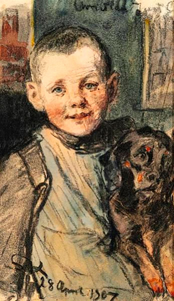 A little boy with his dog (Мальчик со своей собакой), 1907