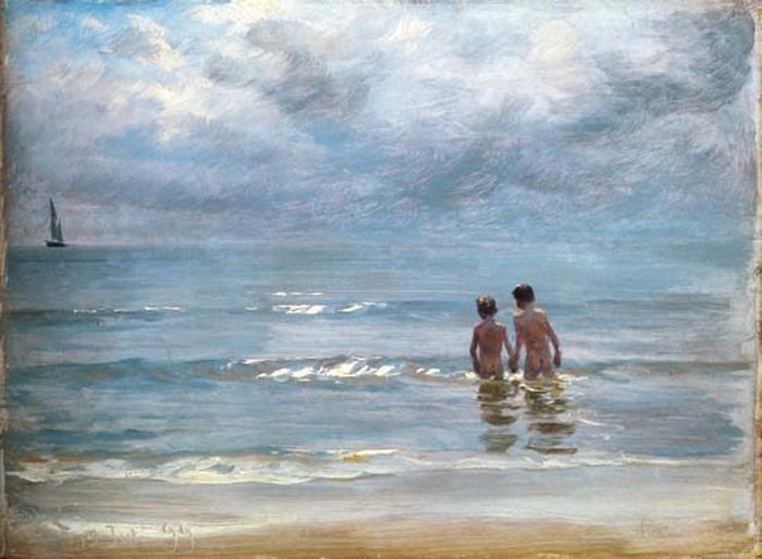 Boys in the sea at Skagen taking a bath (Купающиеся мальчики в море у Скагена)