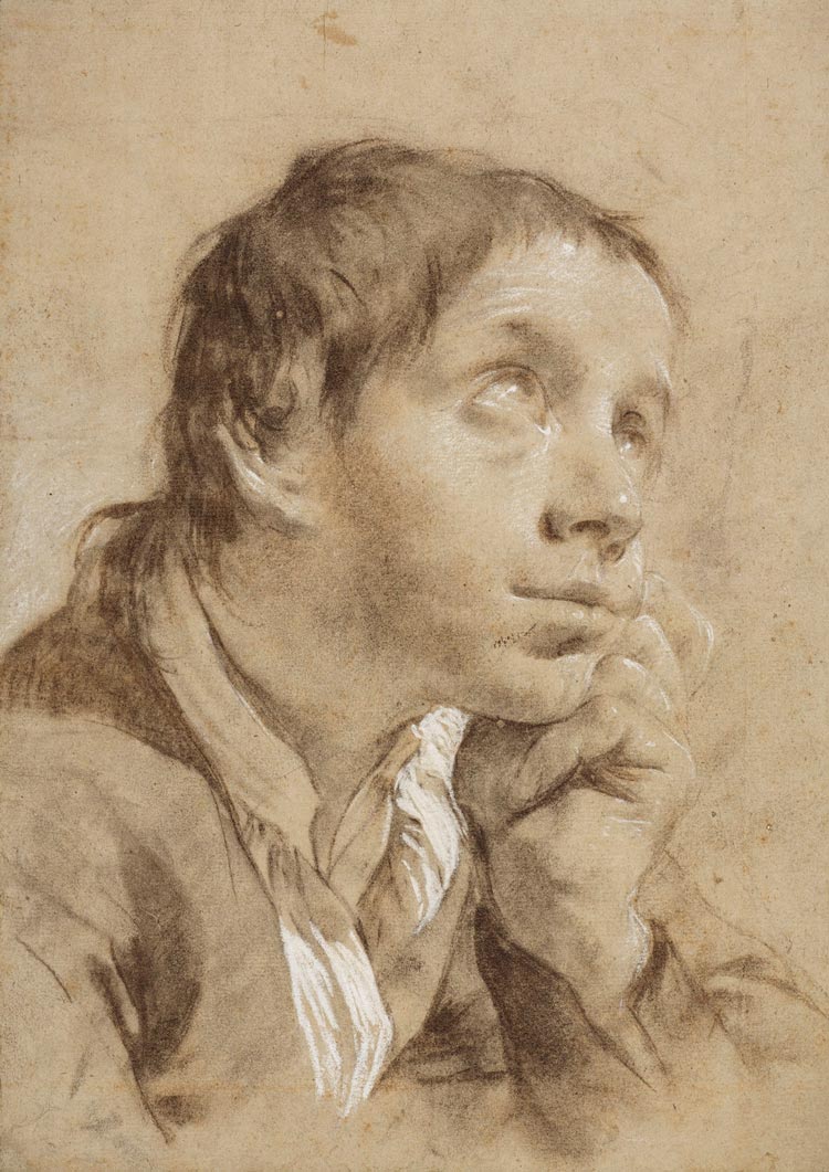 The head of a boy looking up towards the right (Голова мальчика, смотрящего вправо), 1730-1750