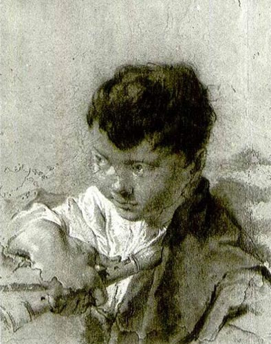 Study of a young boy holding a recorder (Эскиз мальчика с флейтой), 1735