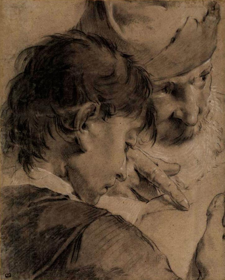 The head of a boy and of an old man (Головы мальчика и старика), 1739-1740