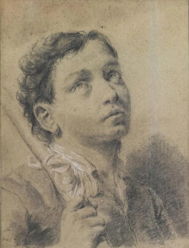 Study of a boy, bust length, holding a staff (Погрудный эскиз мальчика с посохом)