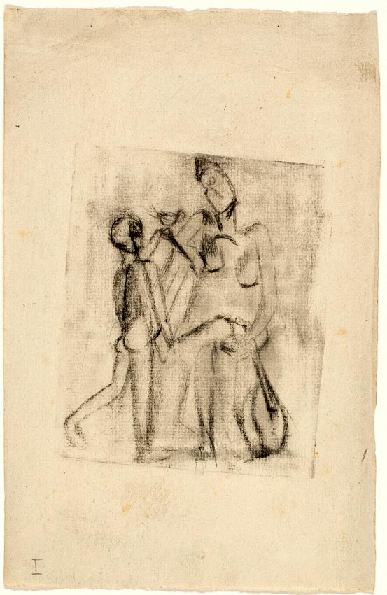 Two Nude Figures; Woman with a Guitar and Boy with a Cup (Две нагие фигуры / Женщина с гитарой и мальчик с кубком), 1909