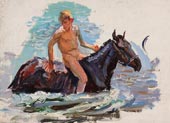 Study for the painting 'Bathing horses'. Bathing horses #06