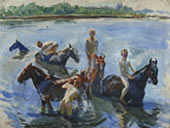 Bathing horses