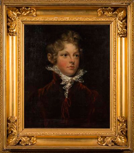 Portrait of a boy, bust-length, wearing a white lace collar and red velvet cloak (Бюстовый портрет мальчика, в белом кружевном воротнике и красном бархатном плаще)