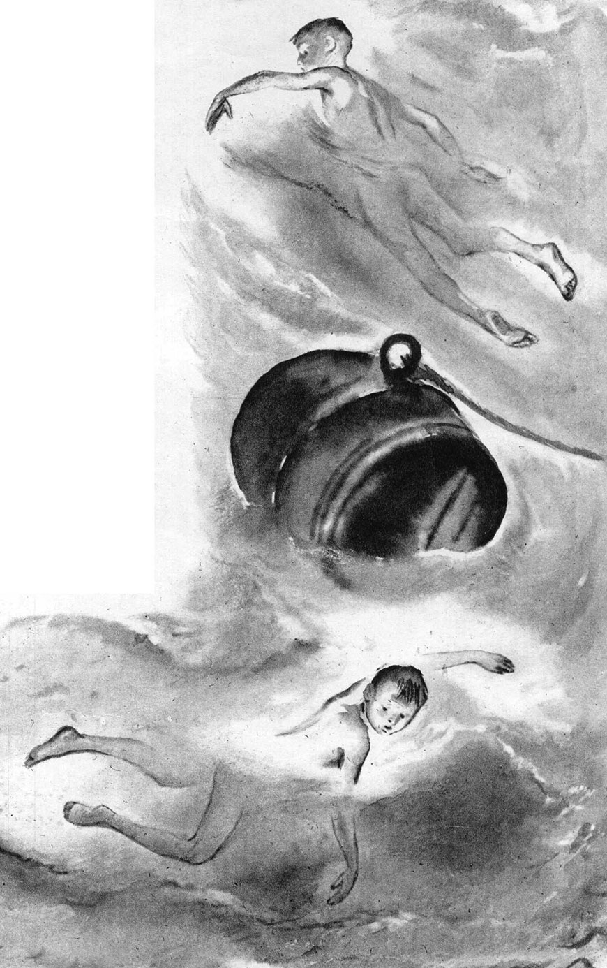 Иллюcтpaция к paccкaзу Л.H. Toлcтoгo 'Aкулa' (Illustration from 'Shark' by L.Tolstoy)