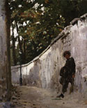 Parisian Study. The boy at the garden wall. Montmartre