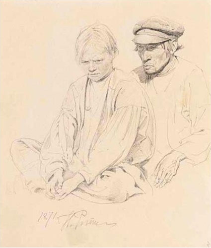 Эскиз крестьянского мальчика и мужчины (Study Of Peasant Boy And Man)