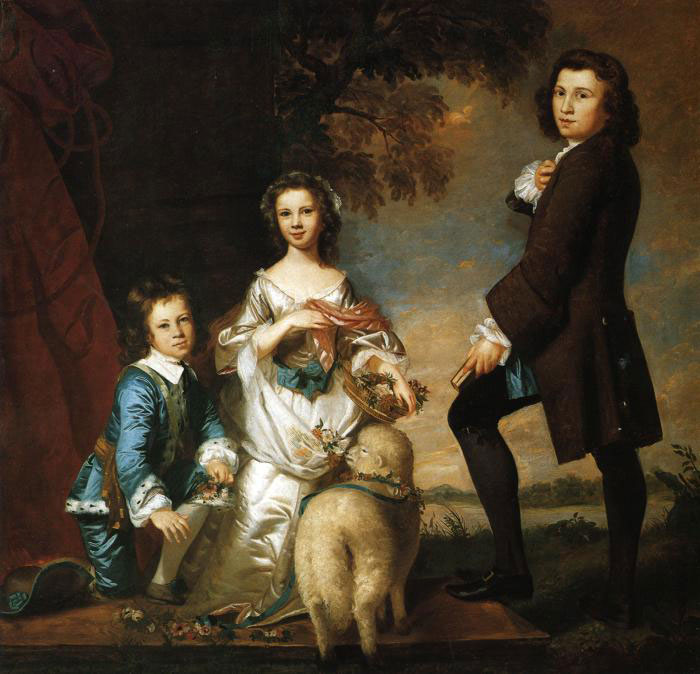 Thomas et Martha Neate, future Mrs. Williams, and His Tutor, Mr. Needham (Томас и Марта Нит, будущая мbcс Виллиамс, и их гувернёр, мистер Нидхем), 1742