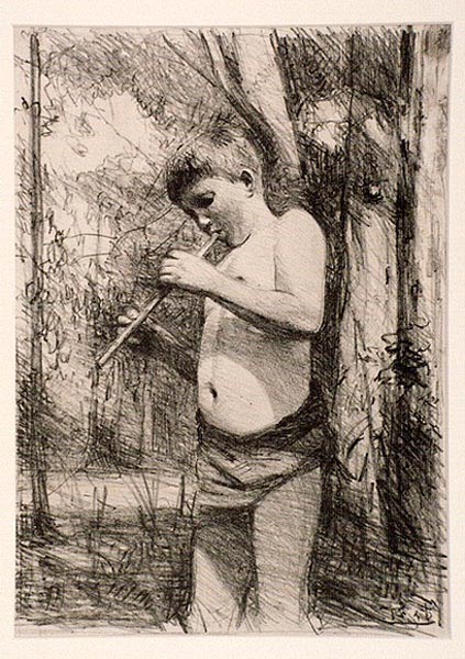 Boy playing a flute (Мальчик, играющий на флейте), 1927