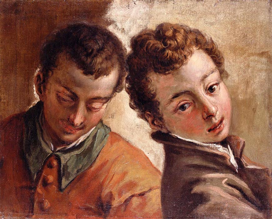 Juxtaposed heads of a young man and a boy (Сопоставленные головы молодого человека и мальчика), 1725-1730