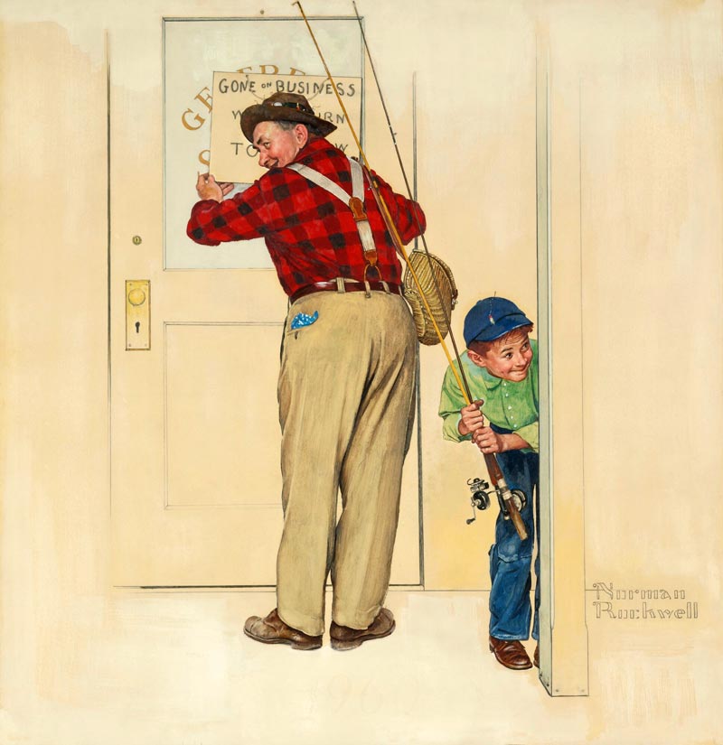 Boy and shopkeeper; gone on business (Мальчик и лавочник; перерыв в бизнесе), 1960