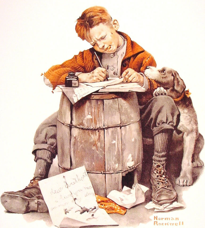 Little boy writing a letter (Мальчик пишет письмо), 1920