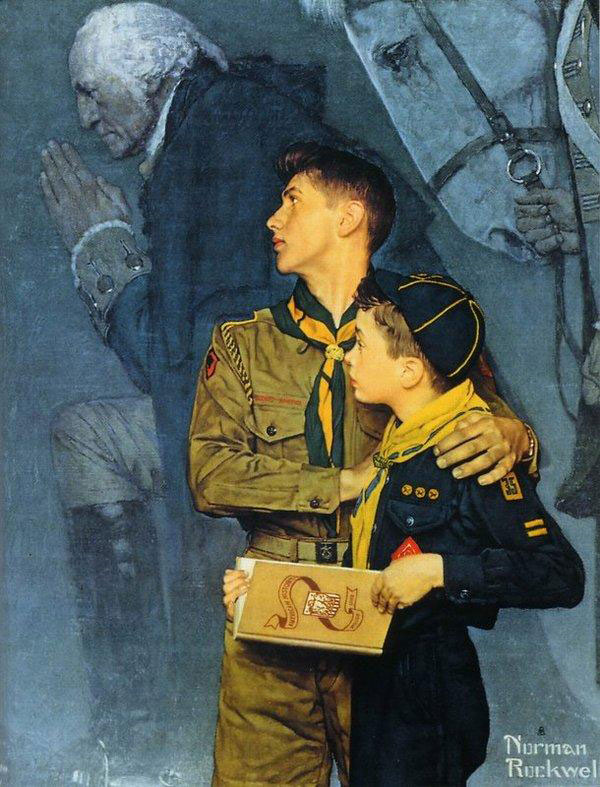 Two Scouts looking at G.Washington (Два скаута смотрят на Джорджа Вашингтона)