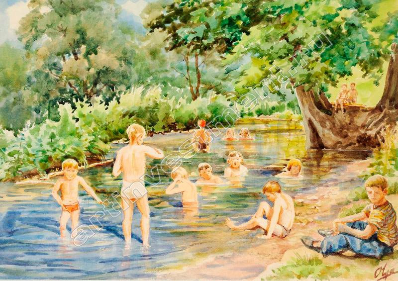 Леонид и Александр у ручья с друзьями (Leonid and Alexander at a creek with friends)