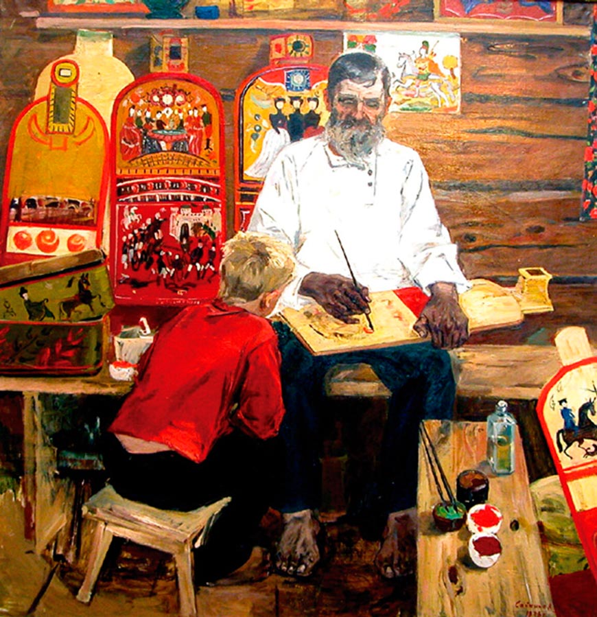 Гаврила Поляков, мастер Городецкой росписи (Gavrila Polyakov, master of Gorodets painting), 1979