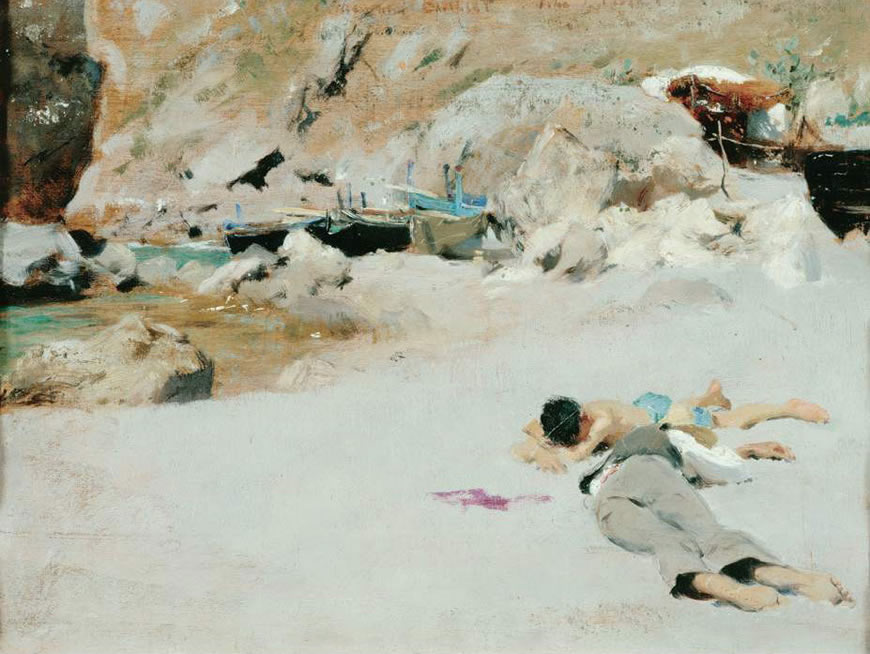 Two Boys on a Beach with Boats (Два мальчика на берегу с лодками), 1878