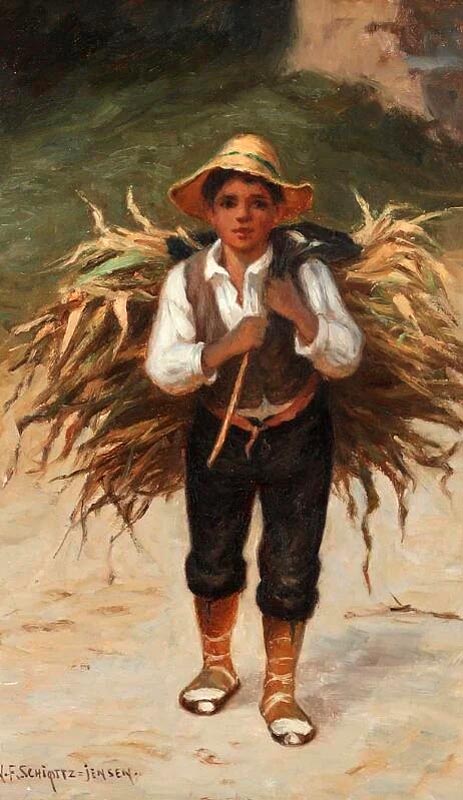 Young Italian boy carrying firewood (Итальянский мальчик, несущий хворост)