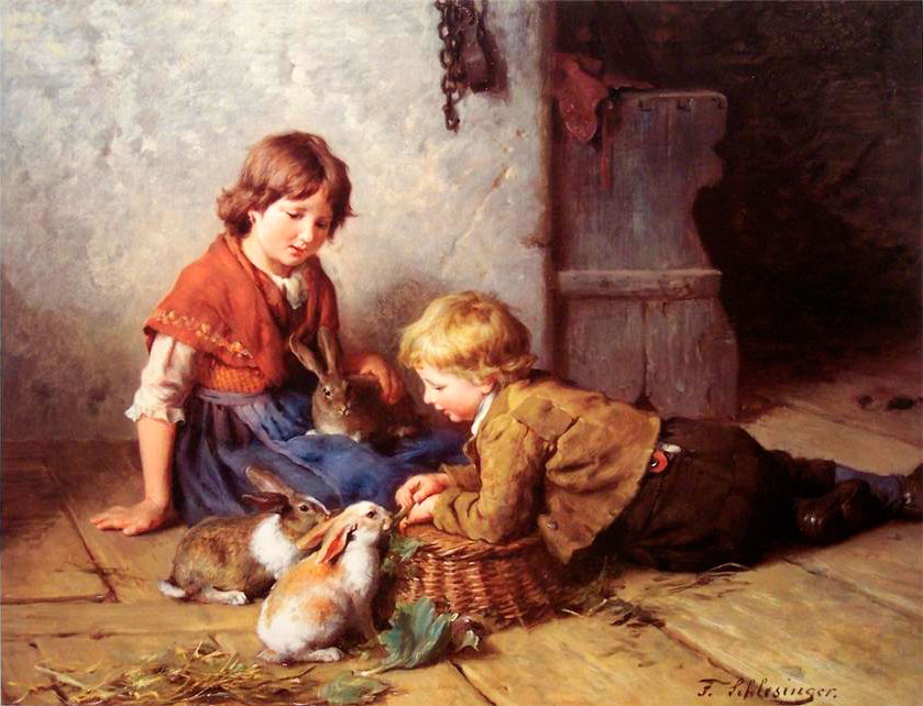 Feeding the rabbits (Кормление кроликов)