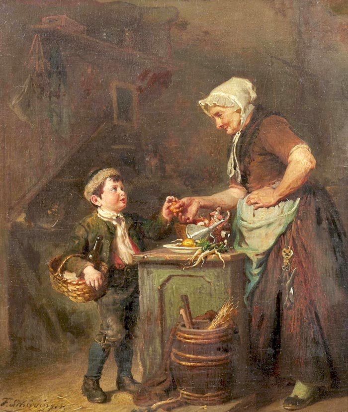 Interior Scene with a Merchant and a Young Customer (Интерьерная сцена с торговкой и юным покупателем)